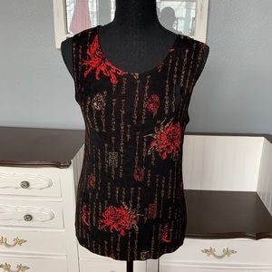 Chico’s Travelers Black/Red Tank Top size 1